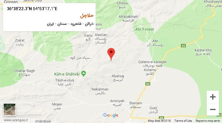 روستای حلاجل بر روی نقشه