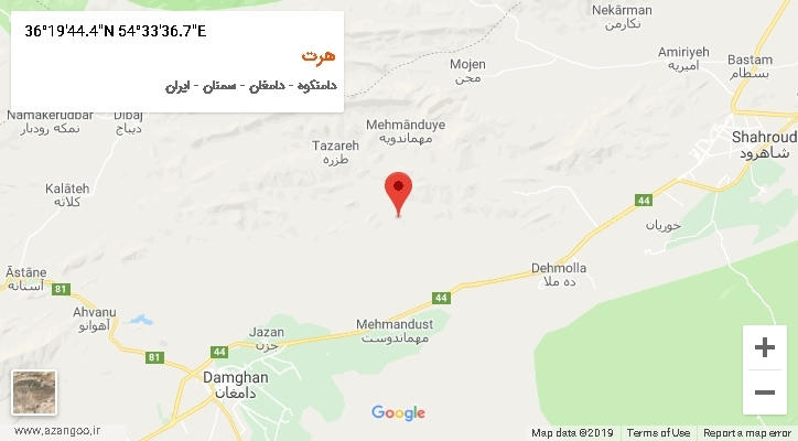 روستای هرت بر روی نقشه