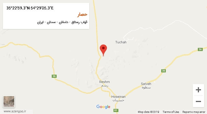 روستای حصار بر روی نقشه