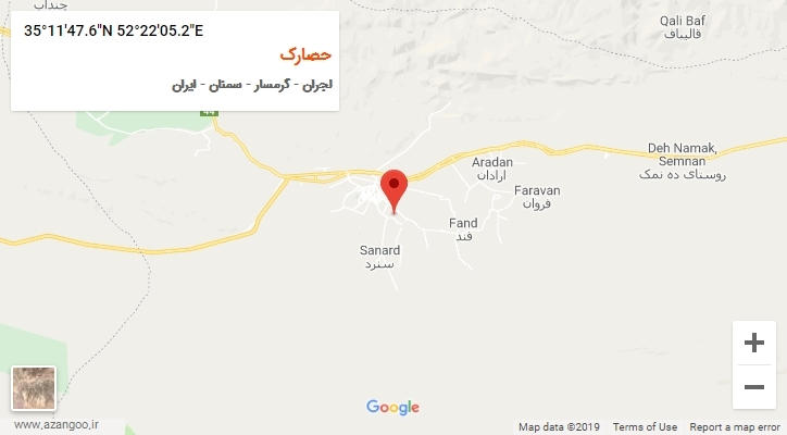 روستای حصارک بر روی نقشه
