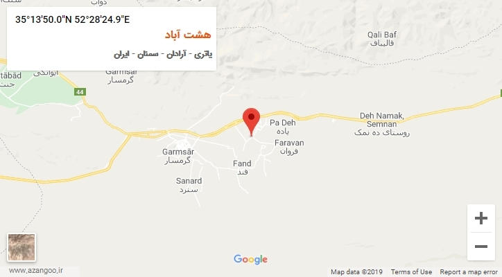 روستای هشت آباد بر روی نقشه