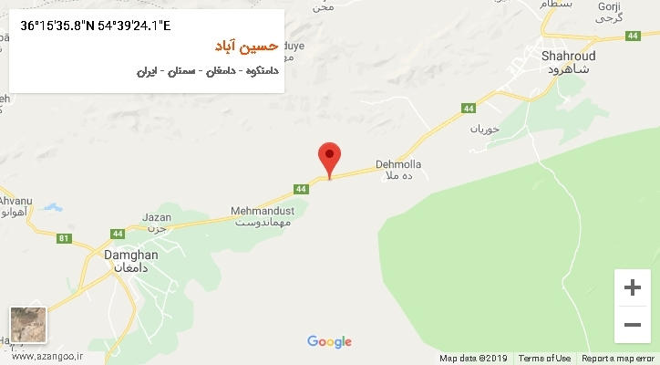 روستای حسین آباد بر روی نقشه