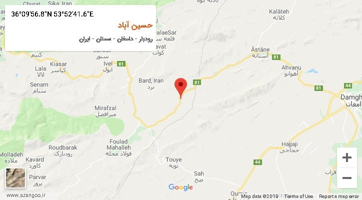روستای حسین آباد بر روی نقشه