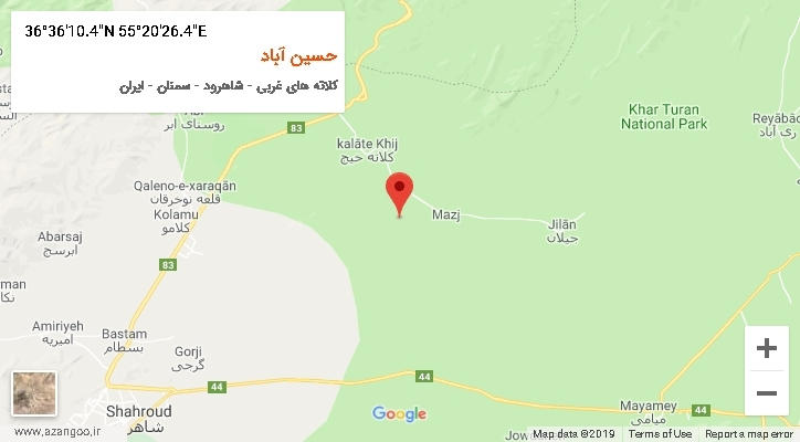 روستای حسین آباد بر روی نقشه