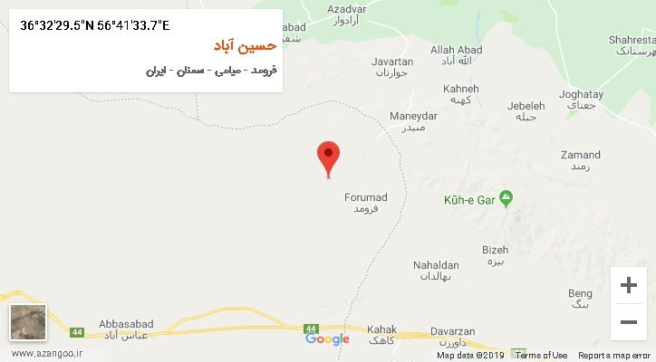 روستای حسین آباد بر روی نقشه