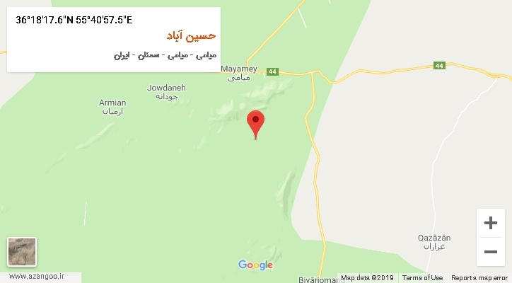 روستای حسین آباد بر روی نقشه