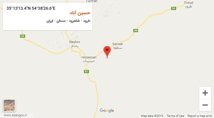 روستای حسین آباد بر روی نقشه