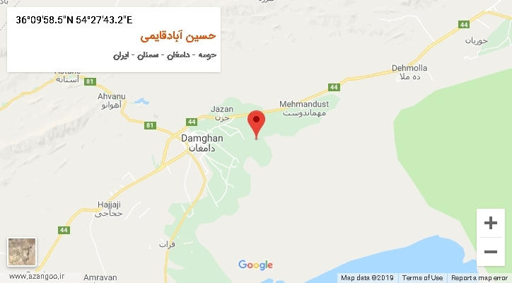 روستای حسین آبادقایمی بر روی نقشه