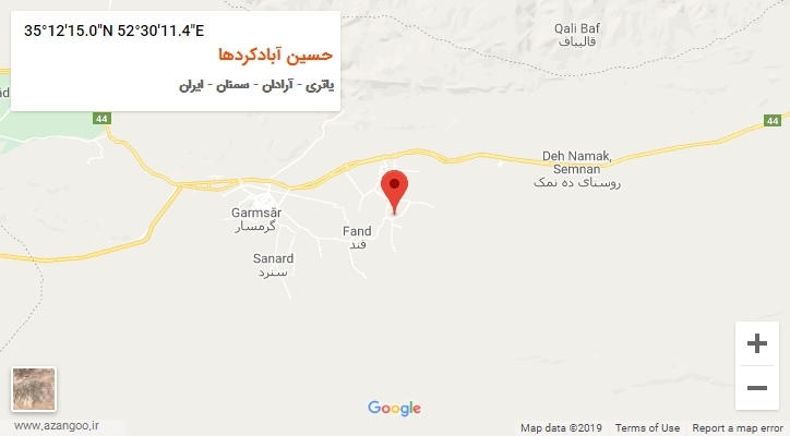روستای حسین آبادکردها بر روی نقشه