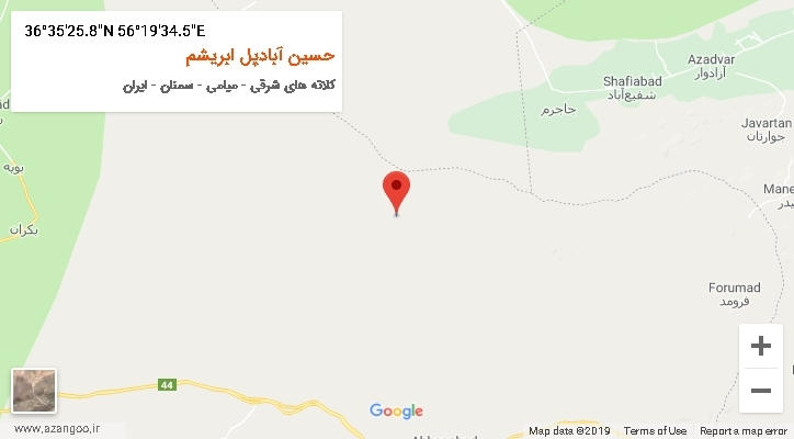 روستای حسین آبادپل ابریشم بر روی نقشه