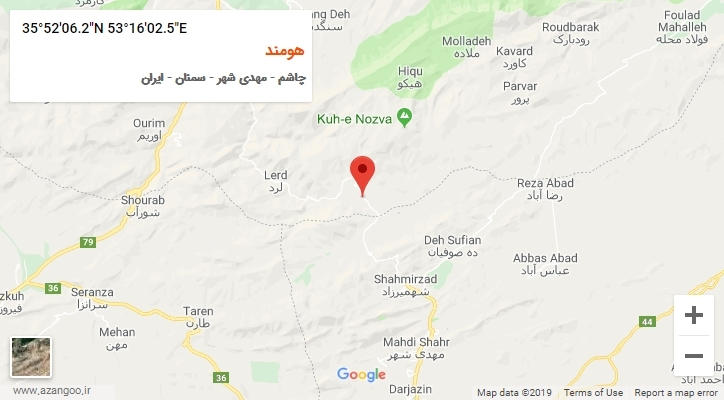 روستای هومند بر روی نقشه