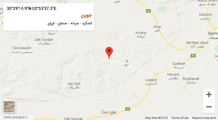 روستای جوین بر روی نقشه