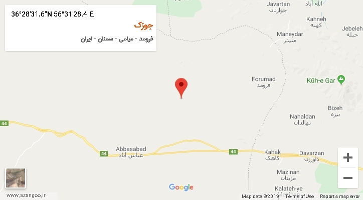 روستای جوزک بر روی نقشه