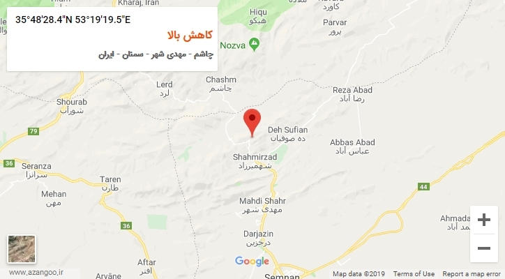 روستای کاهش بالا بر روی نقشه