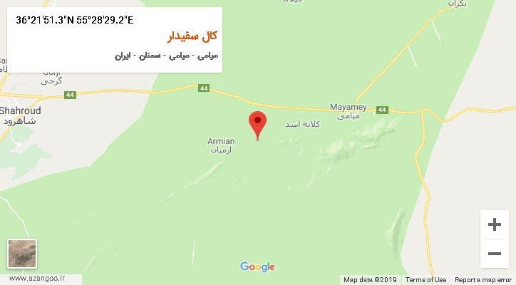 روستای کال سفیدار بر روی نقشه
