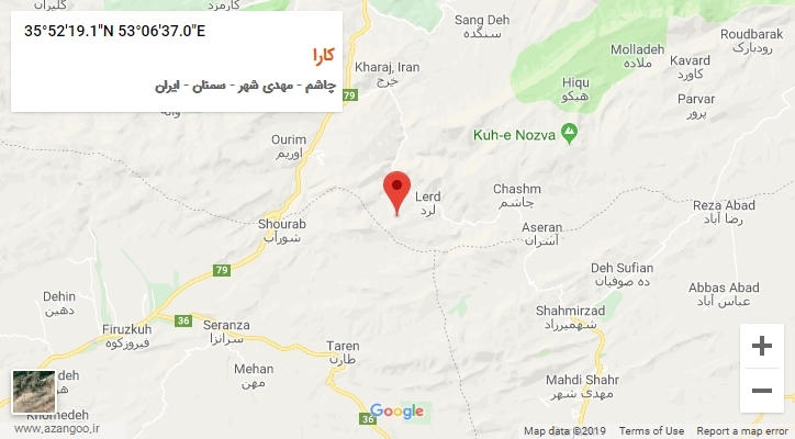 روستای کارا بر روی نقشه