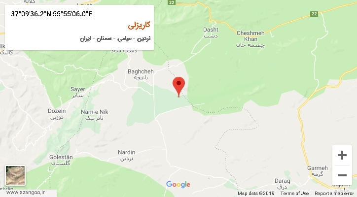 روستای کاریزلی بر روی نقشه