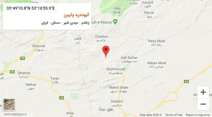 روستای کبوددره پایین بر روی نقشه