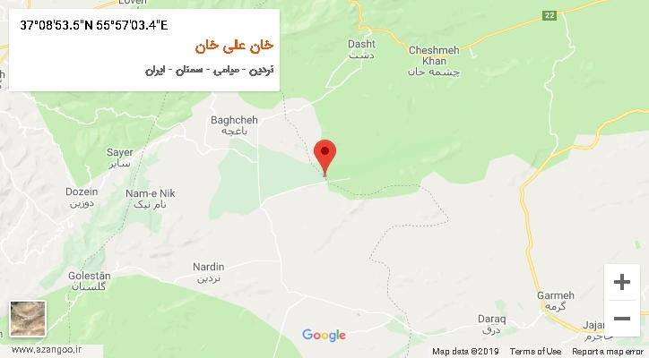 روستای خان علی خان بر روی نقشه