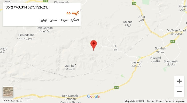روستای کهنه ده بر روی نقشه