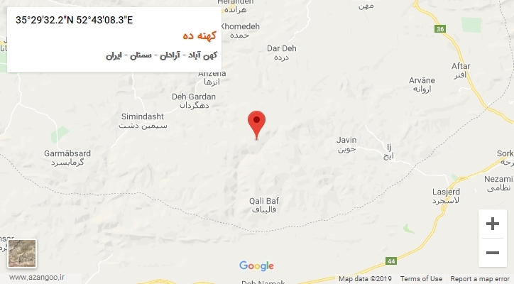 روستای کهنه ده بر روی نقشه