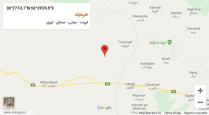 روستای خرماباد بر روی نقشه