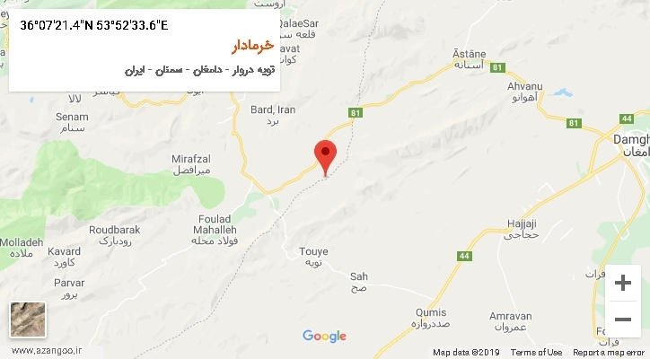 روستای خرمادار بر روی نقشه