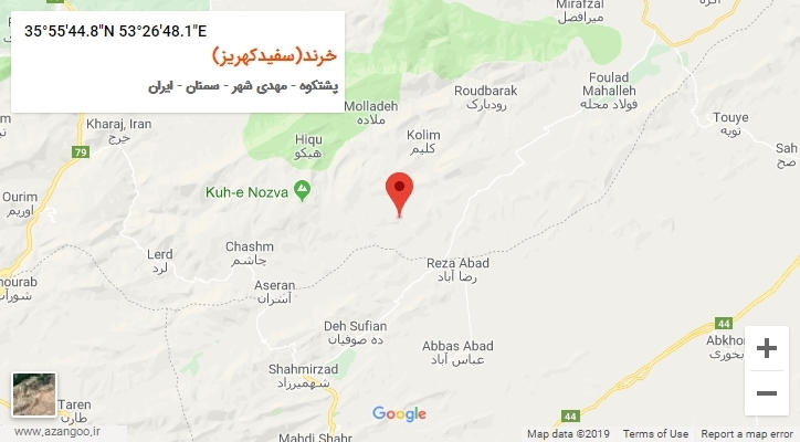 روستای خرند(سفیدکهریز) بر روی نقشه