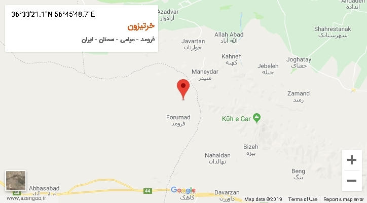 روستای خرتیزون بر روی نقشه