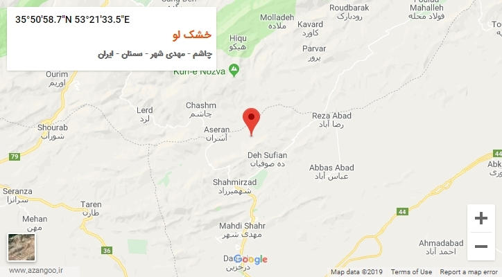 روستای خشک لو بر روی نقشه