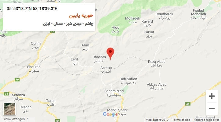 روستای خوریه پایین بر روی نقشه