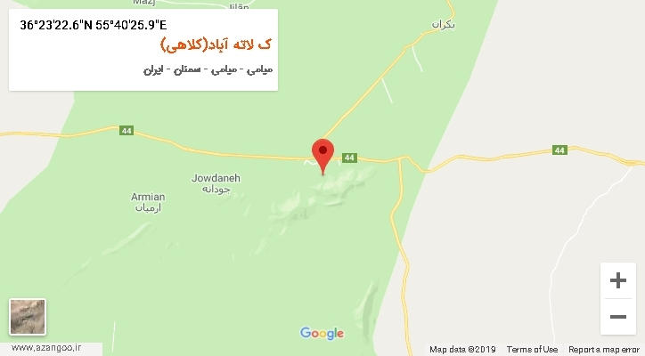 روستای ک لاته آباد(کلاهی) بر روی نقشه