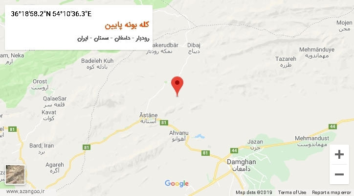 روستای کله بونه پایین بر روی نقشه