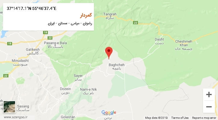 روستای کمردار بر روی نقشه