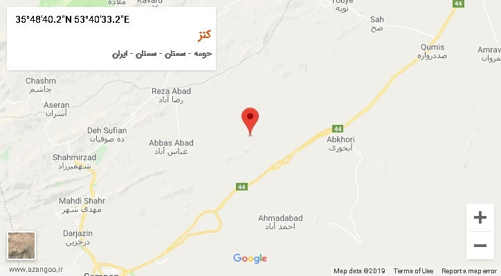روستای کنز بر روی نقشه