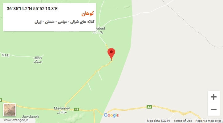 روستای کوهان بر روی نقشه