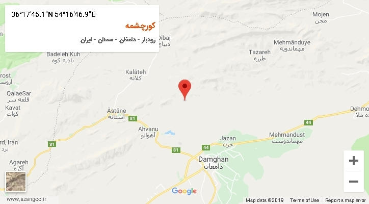 روستای کورچشمه بر روی نقشه