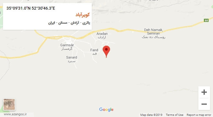 روستای کویرآباد بر روی نقشه
