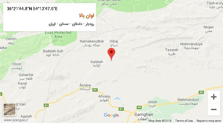 روستای لوان بالا بر روی نقشه