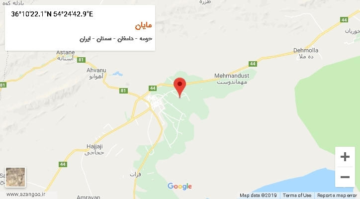 روستای مایان بر روی نقشه
