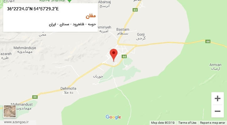 روستای مغان بر روی نقشه
