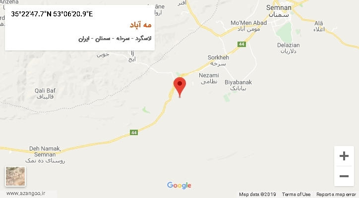 روستای مه آباد بر روی نقشه