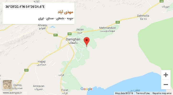 روستای مهدی آباد بر روی نقشه