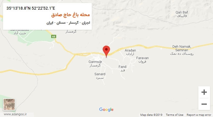روستای محله باغ حاج صادق بر روی نقشه