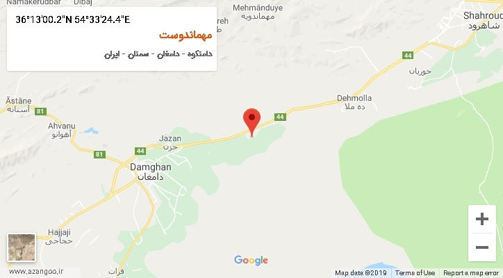 روستای مهماندوست بر روی نقشه