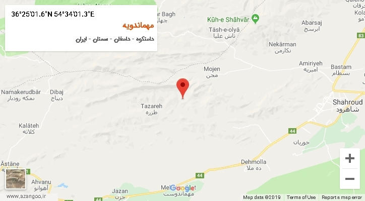 روستای مهماندویه بر روی نقشه