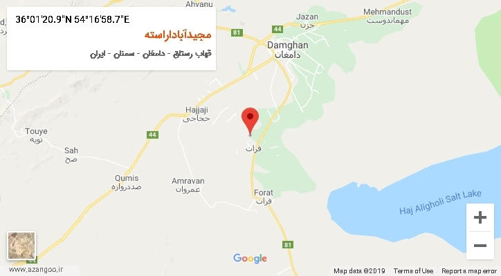 روستای مجیدآباداراسته بر روی نقشه