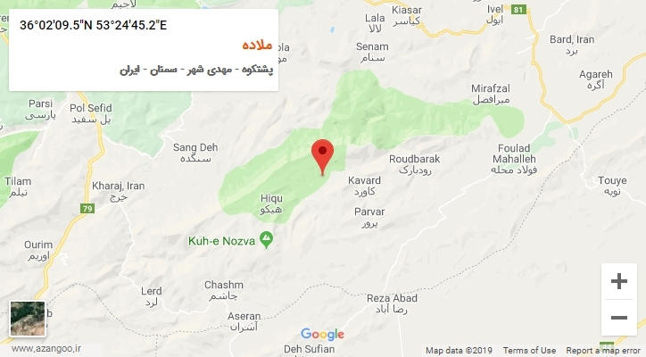روستای ملاده بر روی نقشه
