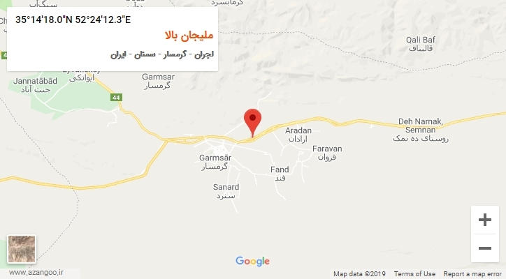 روستای ملیجان بالا بر روی نقشه