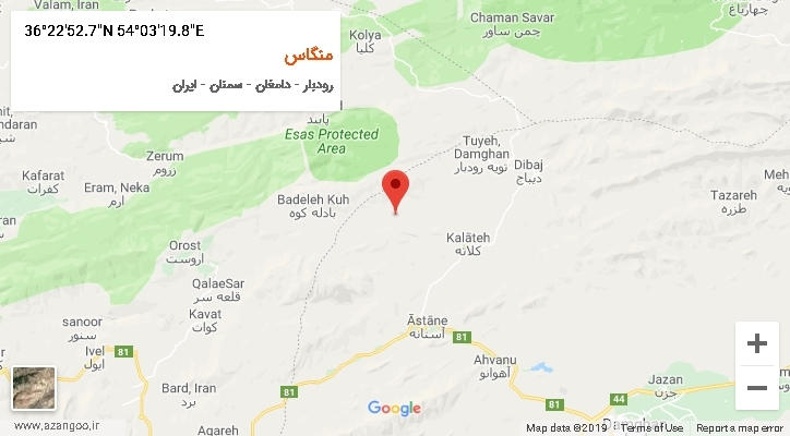 روستای منگاس بر روی نقشه